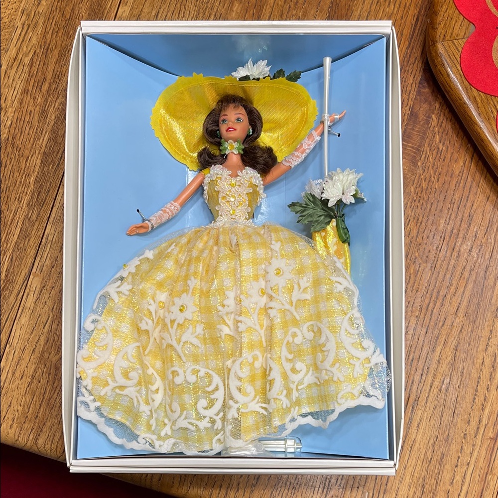 Barbie Doll in Yellow and White Dress